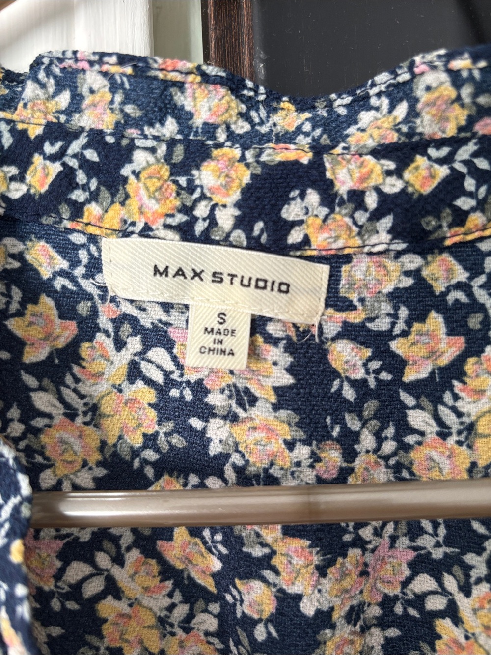 Max Studio Navy Floral Smocked Waist Maxi Dress - Picture 2 of 4